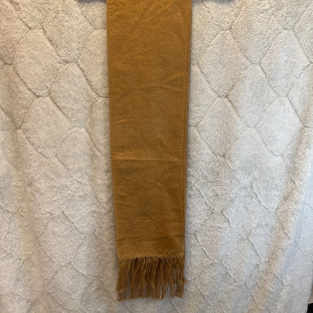 Alpaca Camargo 100% Alpaca Scarf Camel Brown Fringe Made Peru Llama Vintage Fuzz